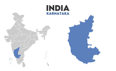 Karnataka Outline map, Indian states, suitable for education, business, presentations, print, web use, and creative geographic projects. Indian union territory.