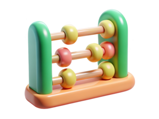 Wooden abacus learning tool for children numeracy and early math education 3d illustration isolated on transparent background