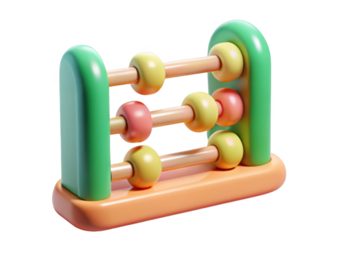 Wooden abacus learning tool for children numeracy and early math education 3d illustration isolated on transparent background
