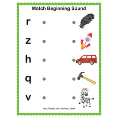 Match Beginning Sound activity workshop for kids page 05