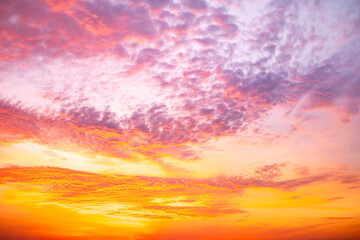 Beautiful , luxury soft gradient orange gold clouds and sunlight on the blue sky perfect for the background, take in evening,Twilight, Large size, high definition landscape photo