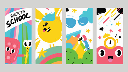 Obraz premium Back to school fun with cartoon characters and bright colors