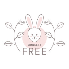 Minimalist Rabbit Head Cruelty Free Circle Badge