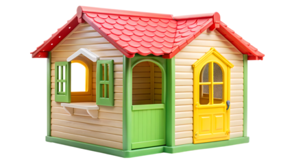 Small Plastic Playhouse with Pitched Roof – Isolated on Transparent Background, PNG, AI Generated