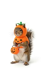 seal dressed as a pumpkin jack-o-lantern Halloween costume, celebration