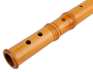 Bamboo flute with finger holes isolated on transparent background PNG