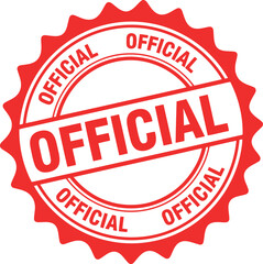 Red official seal stamp with the word official repeated around the circle and across the center on a white background