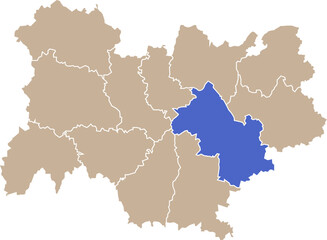 Illustration carte de la région Auvergne-Rhône-Alpes avec département Isère mis en lumière