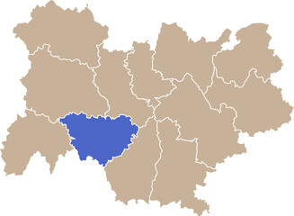 Obraz premium Illustration carte de la région Auvergne-Rhône-Alpes avec département Haute-Loire mis en lumière