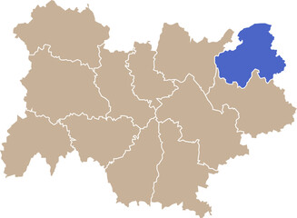 Obraz premium Illustration carte de la région Auvergne-Rhône-Alpes avec département Haute-Savoie mis en lumière