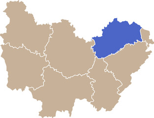 Obraz premium Illustration carte de la région Bourgogne-Franche-Comté avec département Haute-Saône mis en lumière