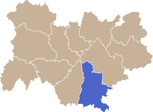 Illustration carte de la r&eacute;gion Auvergne-Rh&ocirc;ne-Alpes avec d&eacute;partement Dr&ocirc;me mis en lumi&egrave;re