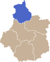 Illustration carte de la région Centre-Val de Loire avec département Eure-et-Loir mis en lumière