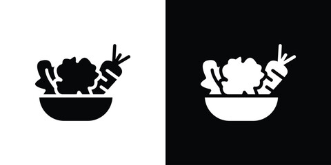 Salad in Bowl with Carrot and Lettuce, Isolated on White Background