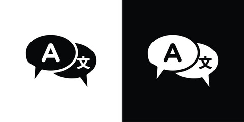 Translation Icon in Speech Bubbles with White and Black Backgrounds
