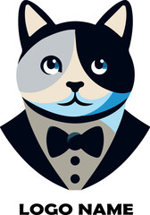 Tuxedo Cat logo icon vector white background .