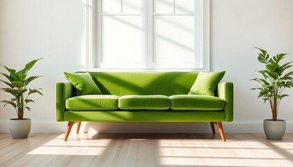 modern living room with sofa in the wall background.