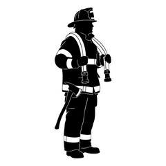 firefighter silhouette vector with white background