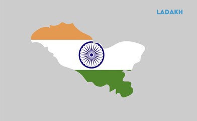 Ladakh map vector illustration, Indian states, suitable for education, business, presentations, print, web use, and creative geographic projects. Indian union territory.