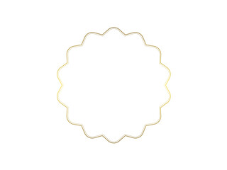 シンプルで可愛いゴールドの花型フレームイラスト