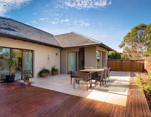 modern home extension renovation in melbourne featuring deck patio and courtyard areas