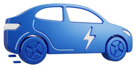 Blue Electric Car Toy Model with Lightning Bolt Symbol for Sustainable Transportation Education