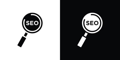 SEO Magnifying Glass Icon, Isolated on White Background