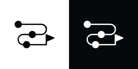 Process Flowchart Icon in Black and White with Simple Design