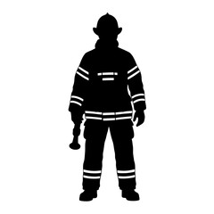 firefighter silhouette vector with white background