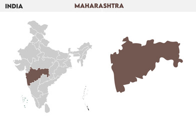 Fototapeta premium Maharashtra administrative map, Indian states, suitable for education, business, presentations, print, web use, and creative geographic projects. Indian union territory.