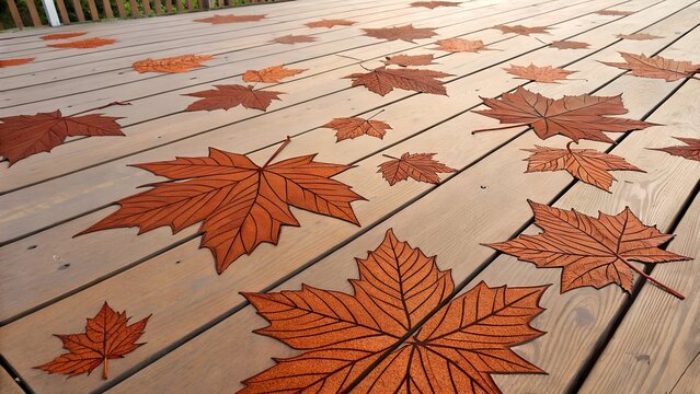 Red Maple Leaves Floating on Teal Water in Woodland Setting