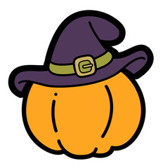 simple pumpkin with witch hat - layered cut file - halloween clip art