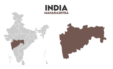 Fototapeta premium Maharashtra Outline map, Indian states, suitable for education, business, presentations, print, web use, and creative geographic projects. Indian union territory.