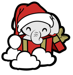 cute baby elephant in christmas presents - layered cut file - christmas clip art