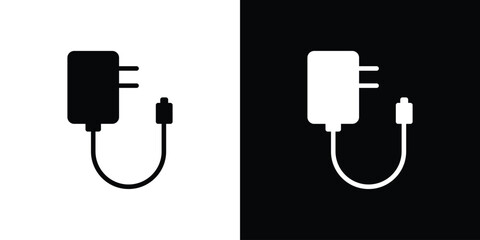 Power Adapter with Cable, Isolated on White and Black Background