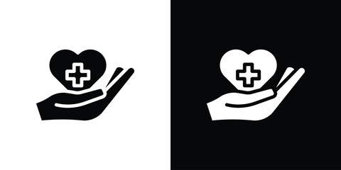 Heart with Cross in Hand Icon, Isolated on White Background