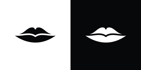 Lips Icon in Black and White with Minimalist Style