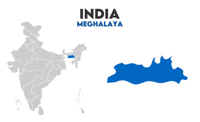 Obraz premium Meghalaya Outline map, Indian states, suitable for education, business, presentations, print, web use, and creative geographic projects. Indian union territory.
