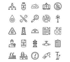 Petrol Industry Line Icons