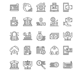 Banking and Finance Line Icons