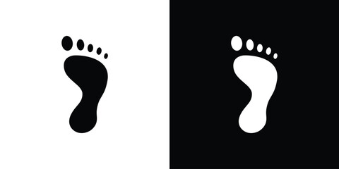Footprint Icon in Black and White with Simple Design