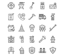Firefighter Line Icons