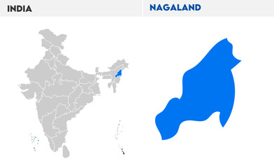 Nagaland administrative map, Indian states, suitable for education, business, presentations, print, web use, and creative geographic projects. Indian union territory.