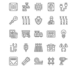 Electrician Tools Line Icons