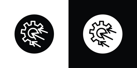Gear Icon with Arrows, Isolated on White Background and Black Background