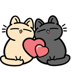 cute kitten couple in love - layered cut file -