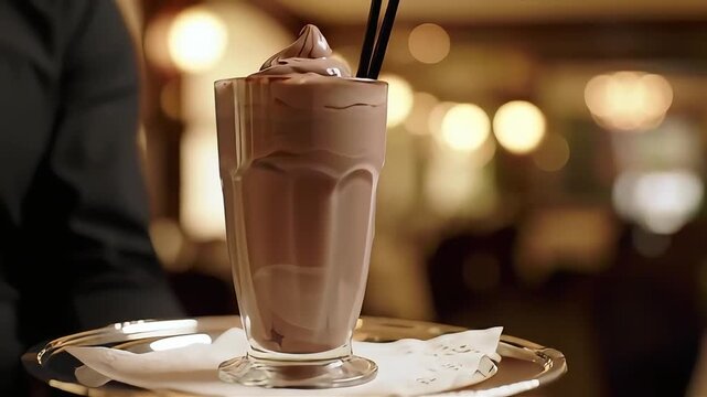 national milkshake day decadent chocolate served on elegant tray