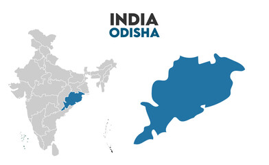 Odisha Outline map, Indian states, suitable for education, business, presentations, print, web use, and creative geographic projects. Indian union territory.
