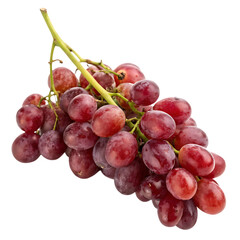 Fototapeta premium A bunch of red grapes with stems isolated on a transparent background 
