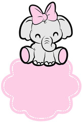 cute baby elephant baby on board sign cad decal - layered cut file -